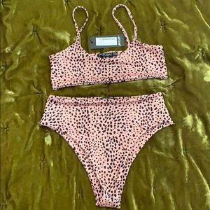 Nasty Gal High Waisted Bikini Set Nude Spots US 10